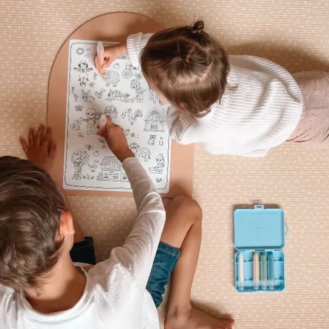 6 Retractable Washable Crayons + Pencil Case - MagPlay