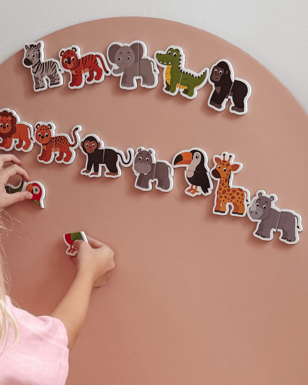 MagPlay Animals Heads & Tails on a magnetic playwall