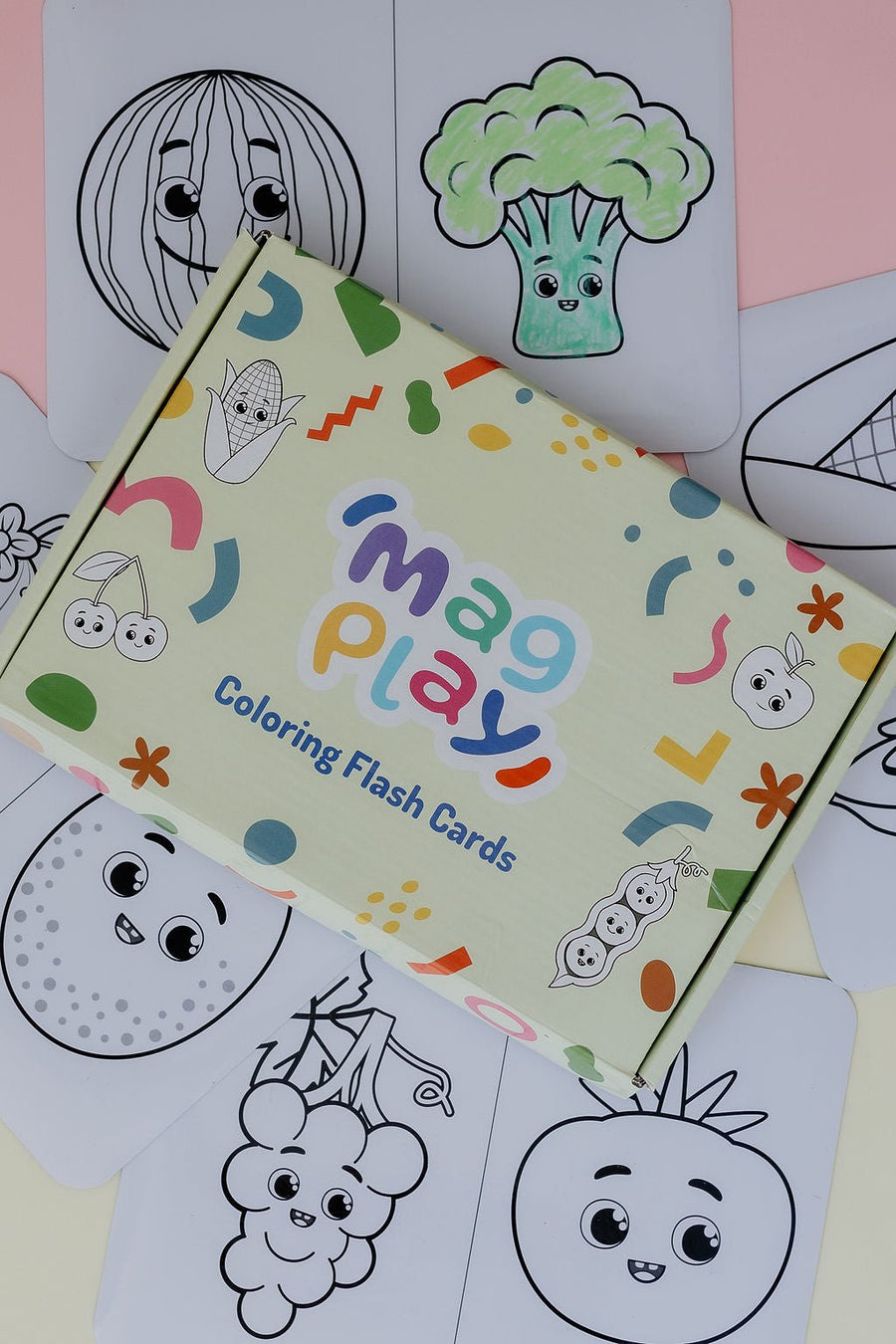 MagPlay Fruit & Veggie Colouring Flash Cards | Reusable Wipe-Clean