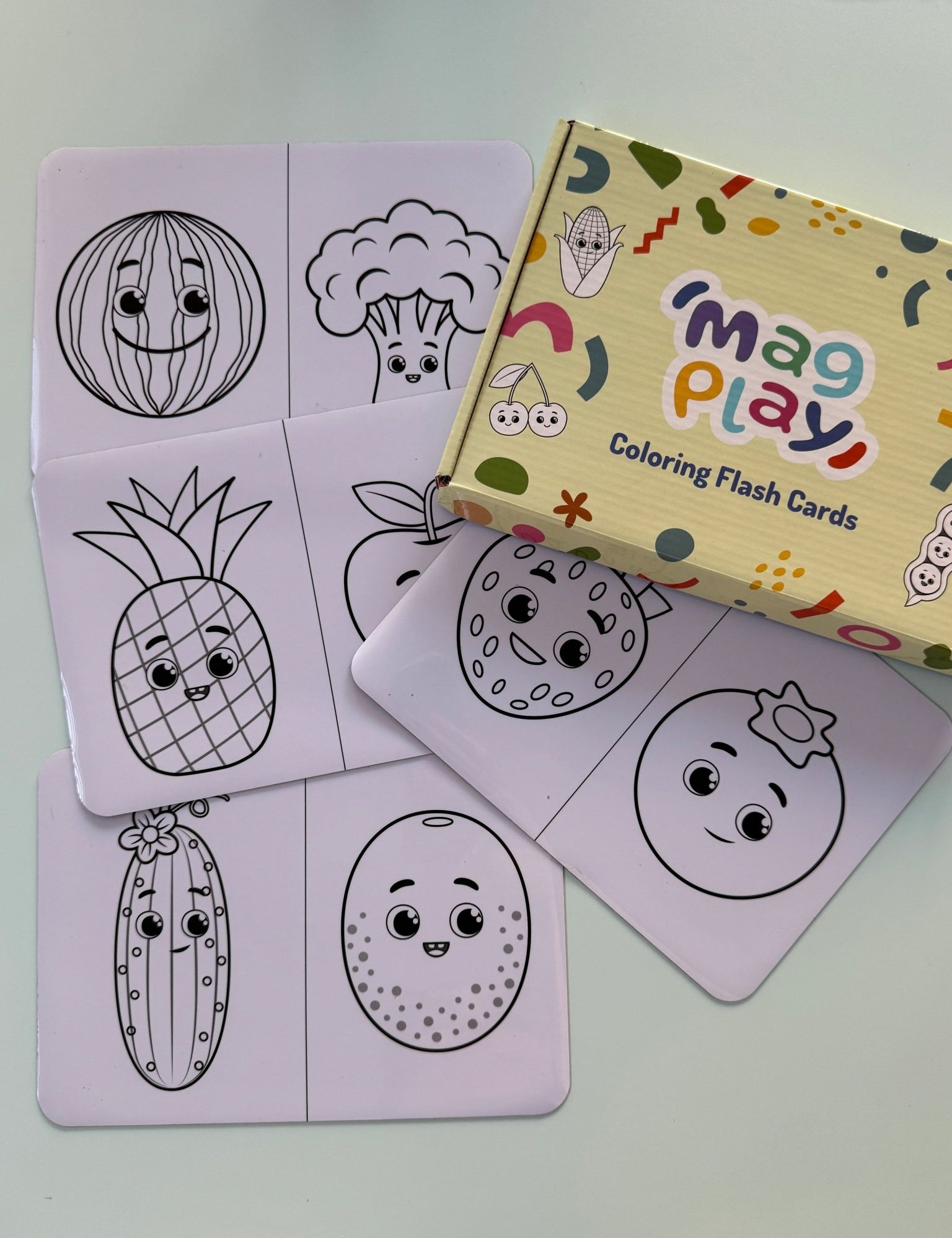 MagPlay Fruit and Veggie Colouring Flash Cards - MagPlay