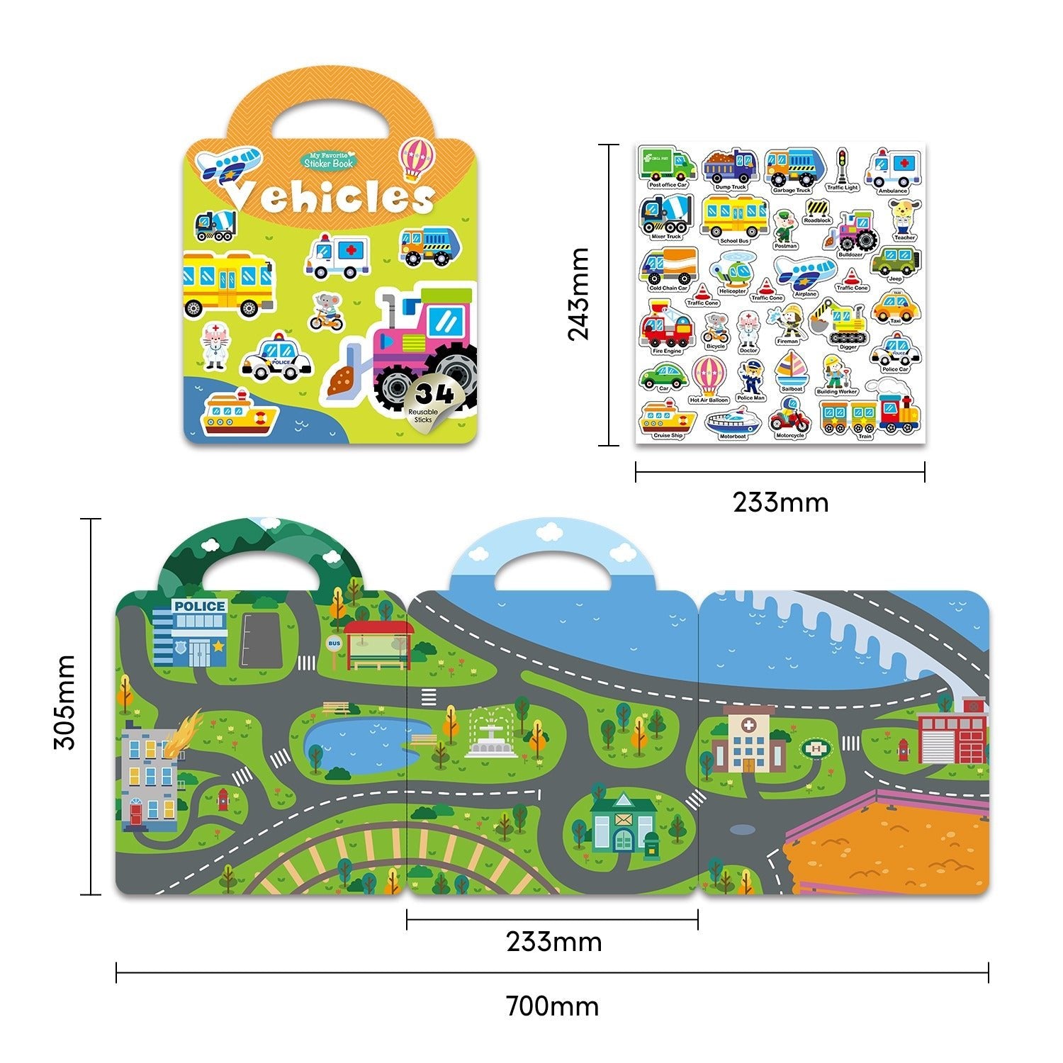 Reusable Sticker Book - Vehicles - MagPlay