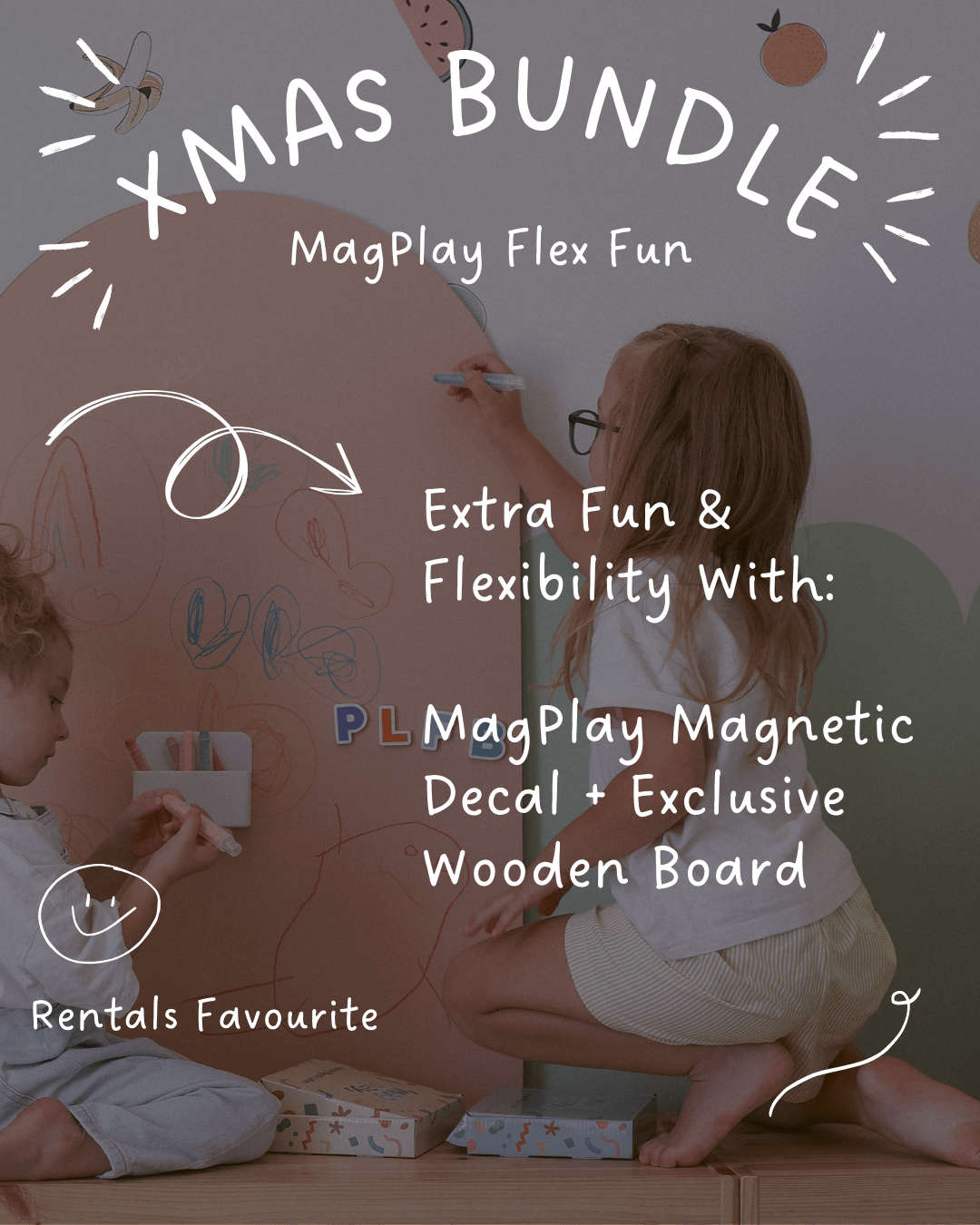 Xmas Bundle: MagPlay WallKind™ Magnetic Decal + Wooden Board Bundle - MagPlay